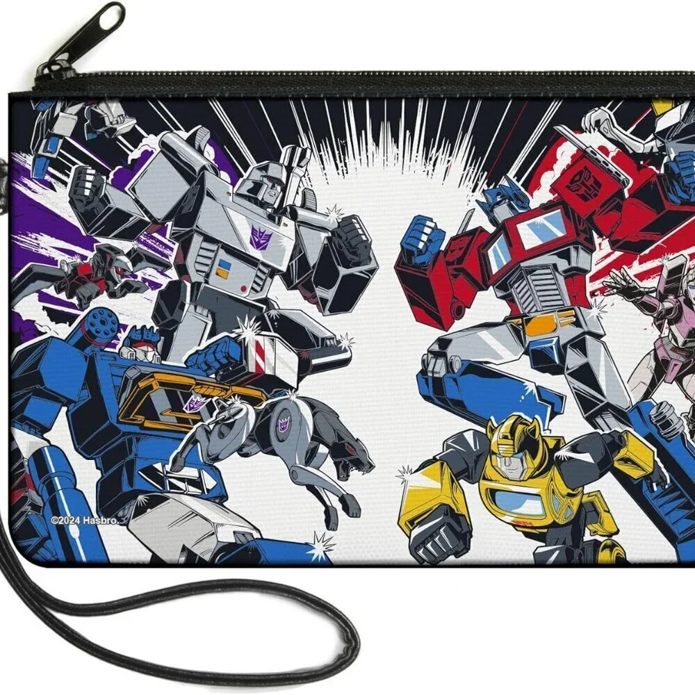 Transformers Canvas Wallet Clutch Zip Battle Autobot Decepticon Womens Large